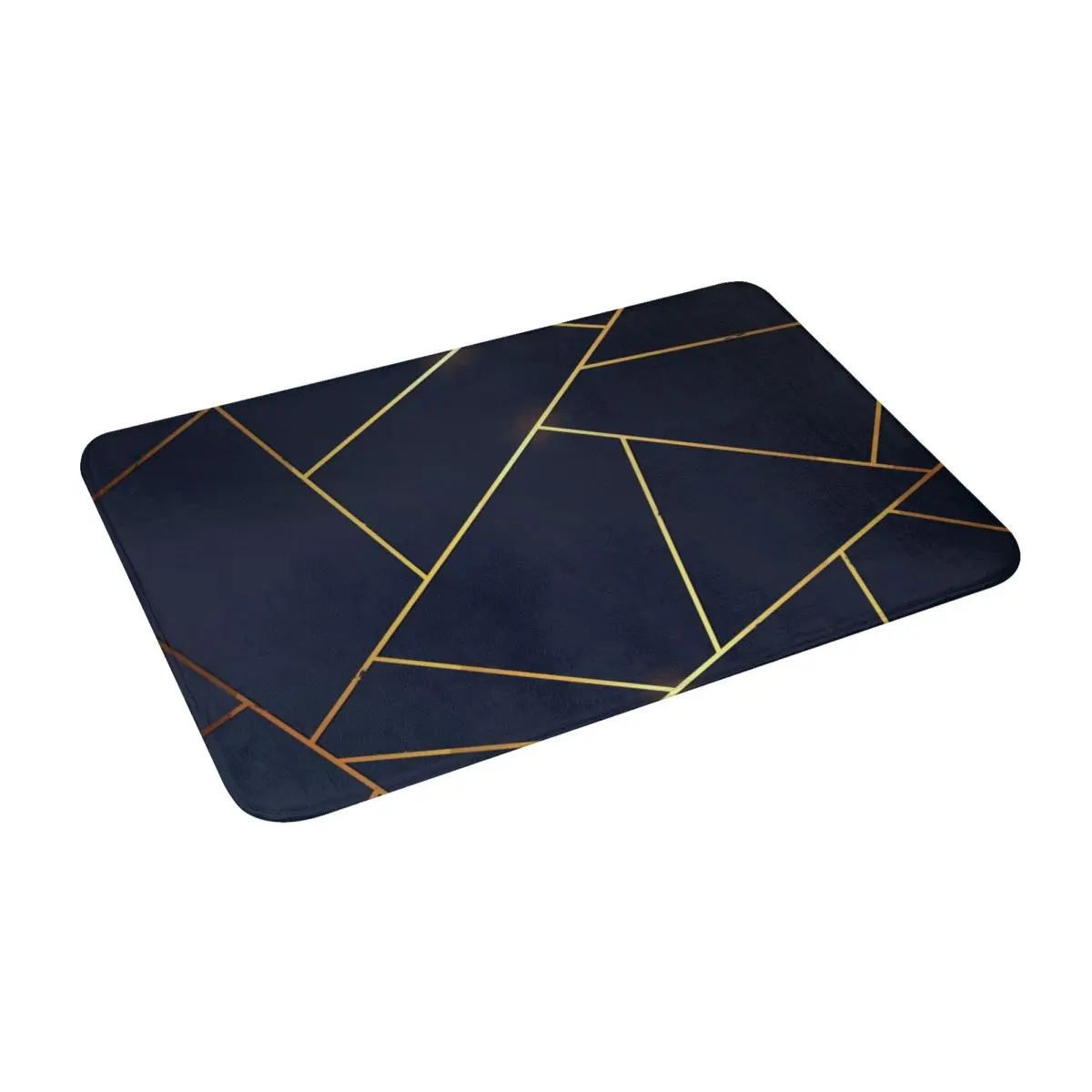 

Navy Gold Stone Geometric Bath Door Floor Mat Anti-slip Rug Carpet Entrance Living Room Home Kitchen Sand Scraping Dust Flannel