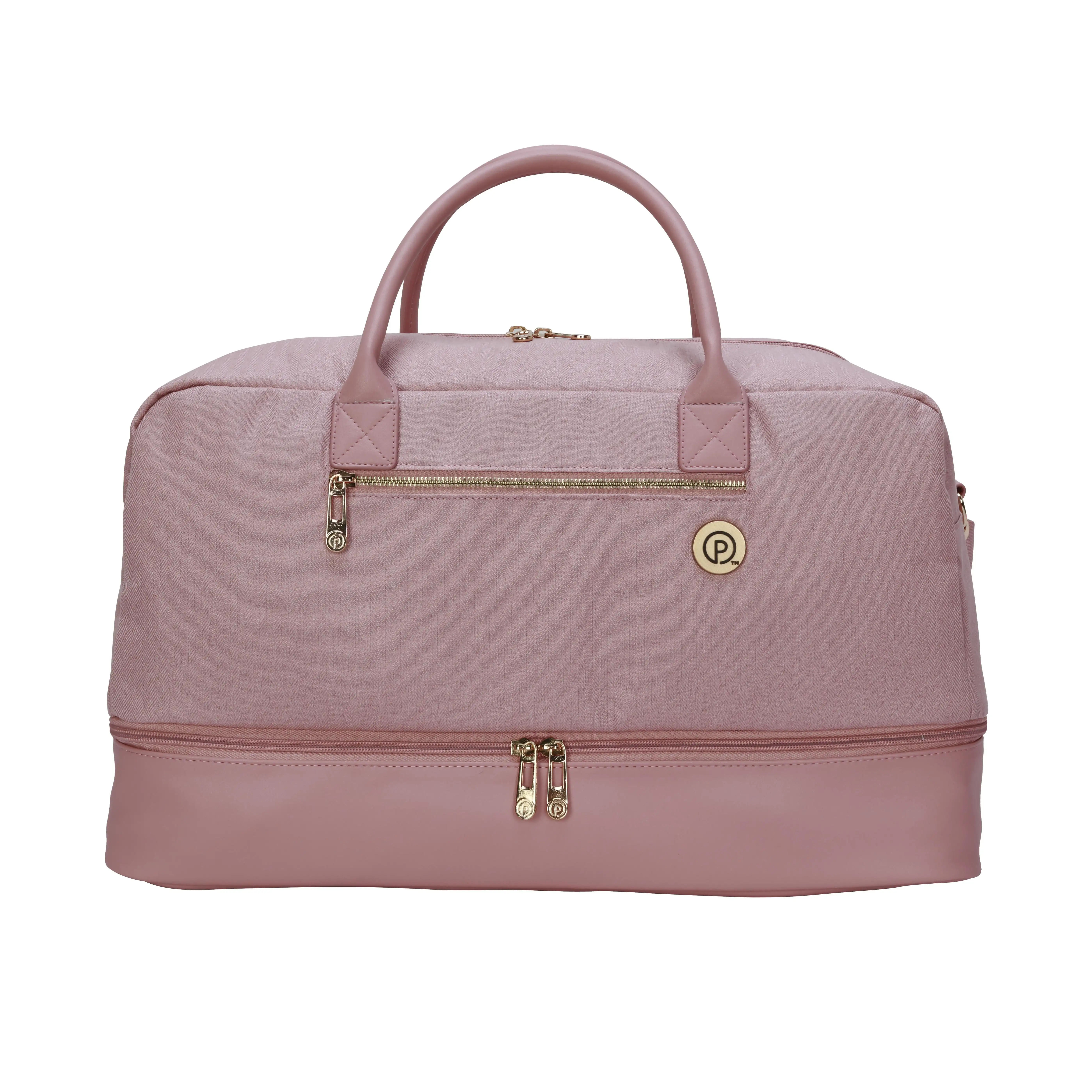 

21" Drop-Bottom Polyester Weekender Duffel Bag - Pearl Blush