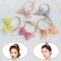 2022 1pcs sweet bow knot scrunchies for women girls soft ribbon hair bow elastic hairband female hair accessories