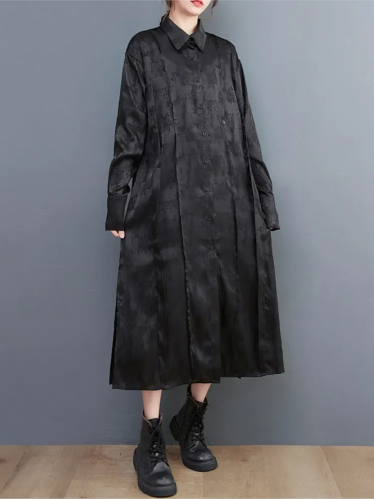 Осеннее платье большого размера с длинными рукавами женское цветочным принтом