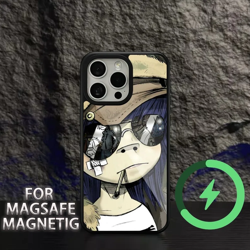 Чехол Для iPhone Gorillaz Boat Illust Music Магнитный Беспроводной Зарядный Magsafe