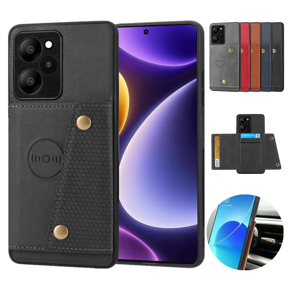 

Poco X5 Cards Back Cover For Xiaomi Poco X5 Pro Case with Car Magnetic Phone Shell on For Xiomi Mi X5 PocoX5 Pro X5pro 2023 Capa