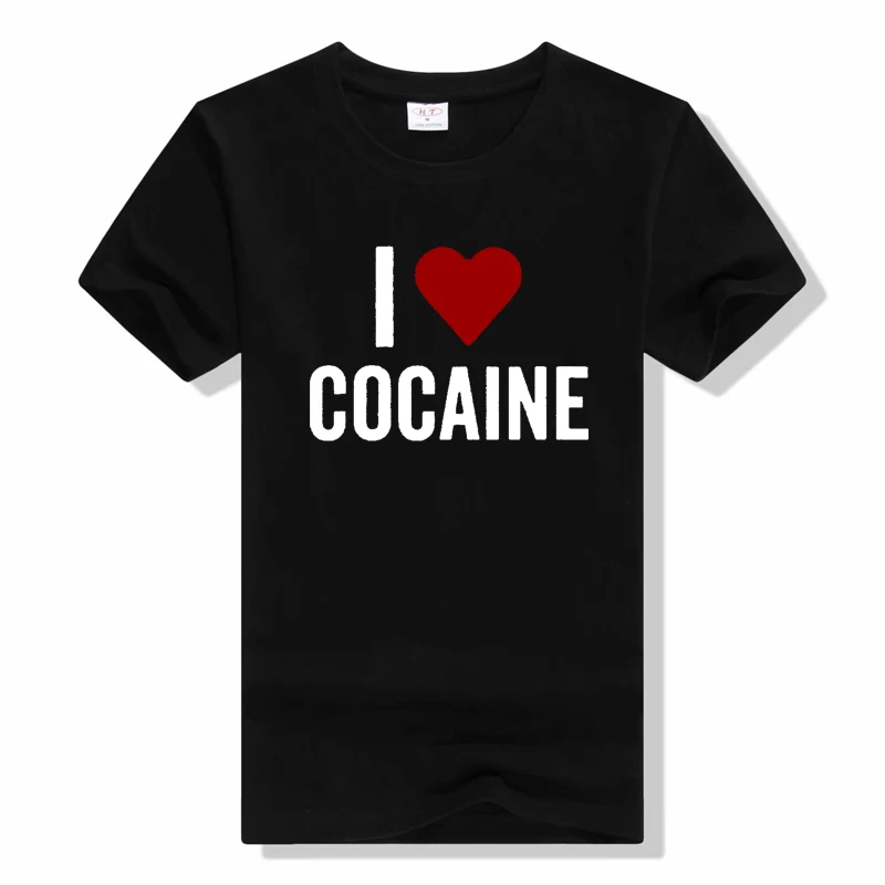 

Funny I Love Cocaine T Shirts Cotton Graphic Short Sleeve t shirt Birthday Gifts Summer Style T-shirt casual o-neck t shirt