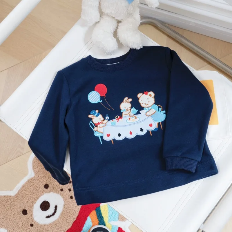 

2023 Autumn New Japanese Pullovers Sweatshirts Party Little Bear Embroidered Children's Long Sleeve Hoodies Kids Clothes Girls