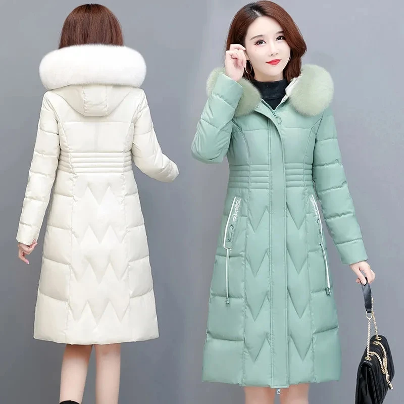 Down Jacket Womens 2022 Winter New Temperament Fashion Slim White Duck Down Coat Women Large Size Thick Fox Fur Collar Parkas