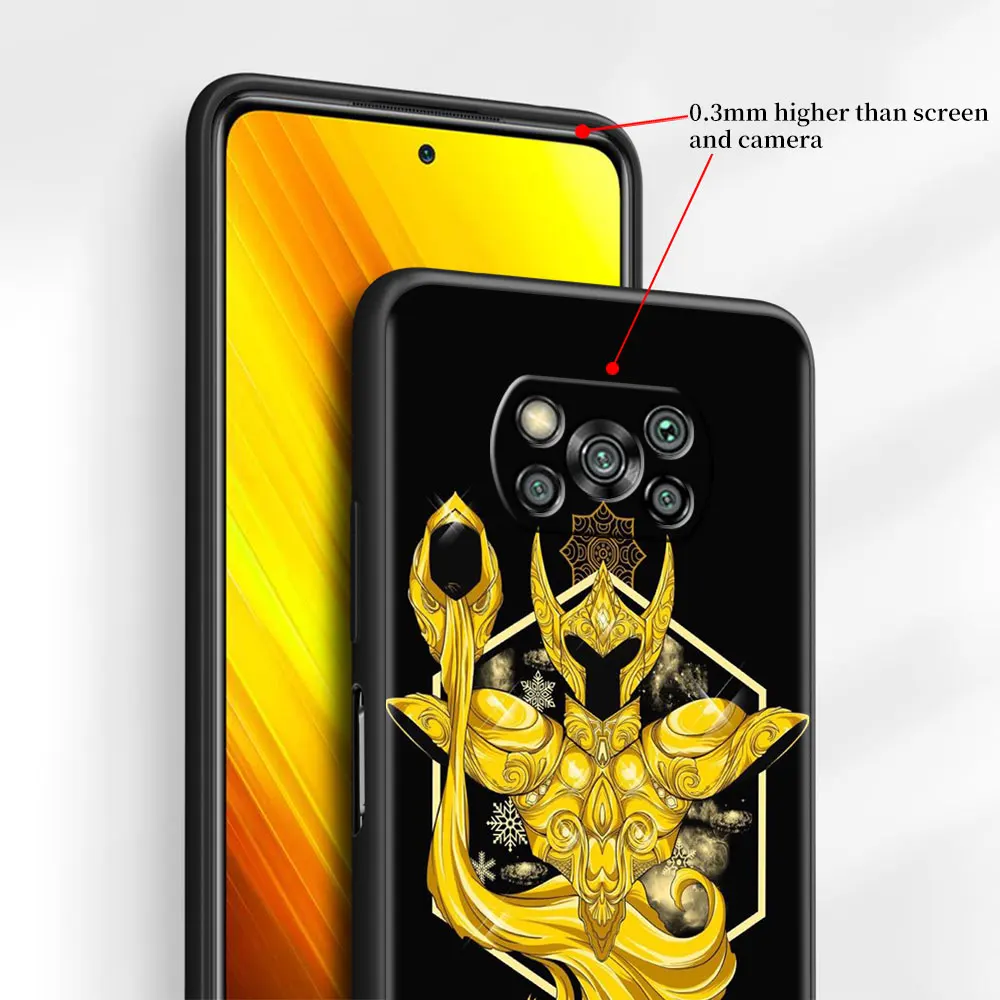 black case for xiaomi mi poco x3 nfc m3 f3 10t pro celular soft casing 11t 9t note 10lite f1 a2 phone cover animes saint seiya free global shipping