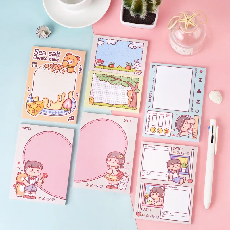 105pcs/lot Memo Pads Sticky Notes Little Mochi enjoys life Junk Journal Scrapbooking Stickers Office School stationery