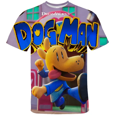 Детская футболка с собакой, мужская футболка с героями мультфильмов для мальчиков, летняя повседневная футболка с 3D принтом и короткими рукавами, одежда для маленьких девочек, забавные детские футболки Dogman