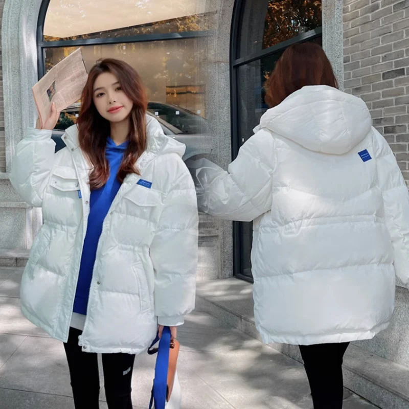 Winter Down Cotton-Padded Jacket Women Overcoat Korean Loose Long Thick Bread Clothing Hooded Lace-Up Warm Parker Female Outwear
