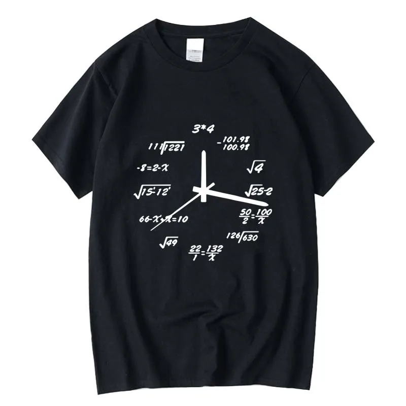 

FPACE top quality 100% cotton Funny math clock print casual street style short sleeve men t shirt male t-shirt tops tee shirts