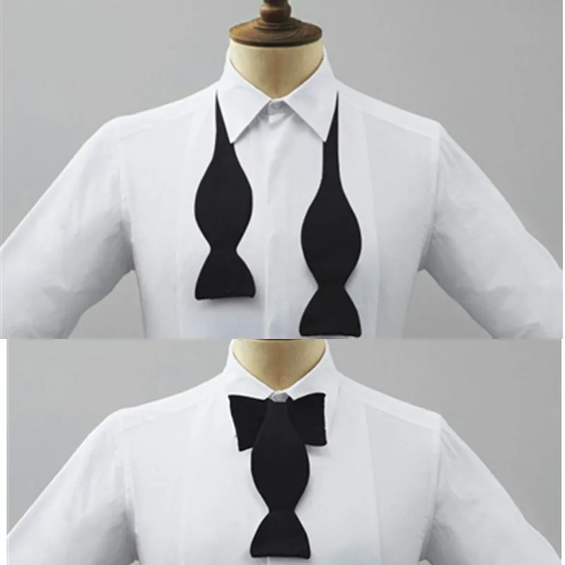7*92CM Fashion British Bowties black white solid Gourd bow ties fit man banquet Studio stage performance shirt Butterfly Cravat