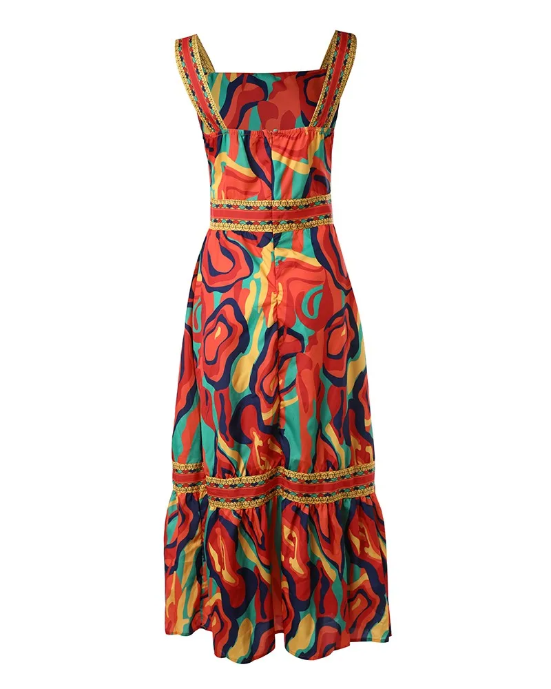 Женское длинное платье с цветочным принтом элегантное кружевное платье-макси