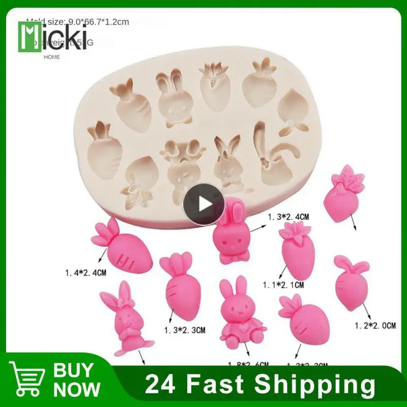 

Fashion Rabbit Radish Chocolate Sugar Turning Mold Easter Decor Baking Biscuit Mold Cake Cupcake Decoration High Temperature Diy