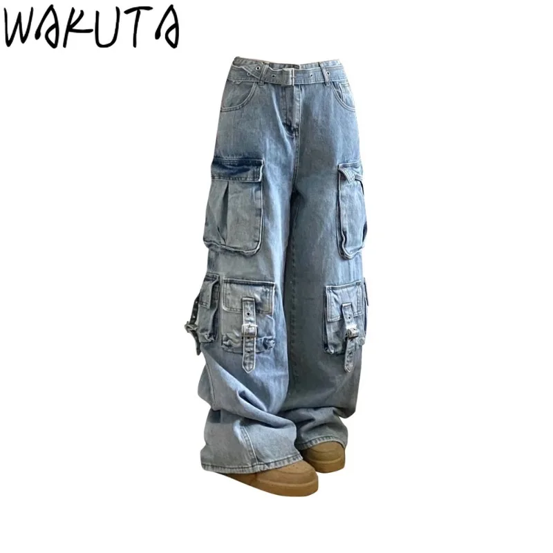 Осень 2024 однотонные женские джинсовые брюки с высокой талией шикарные модные