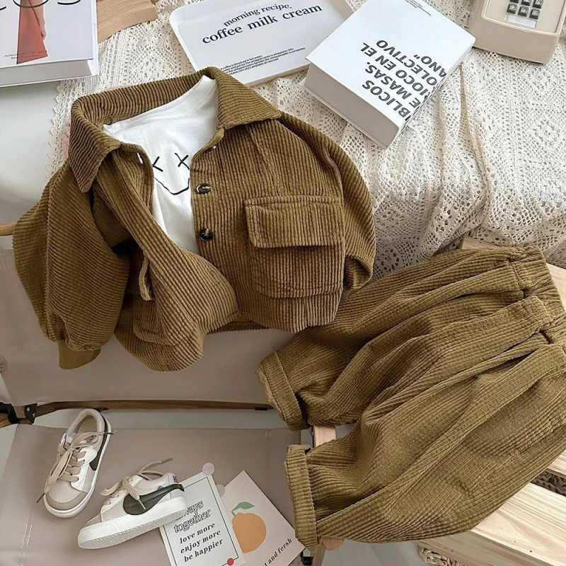 

Boys Coat +Pants Cotton 2PCS/Set Kids Sport Suits 2023 Solid Spring Autumn High Quality Custom Children Sets