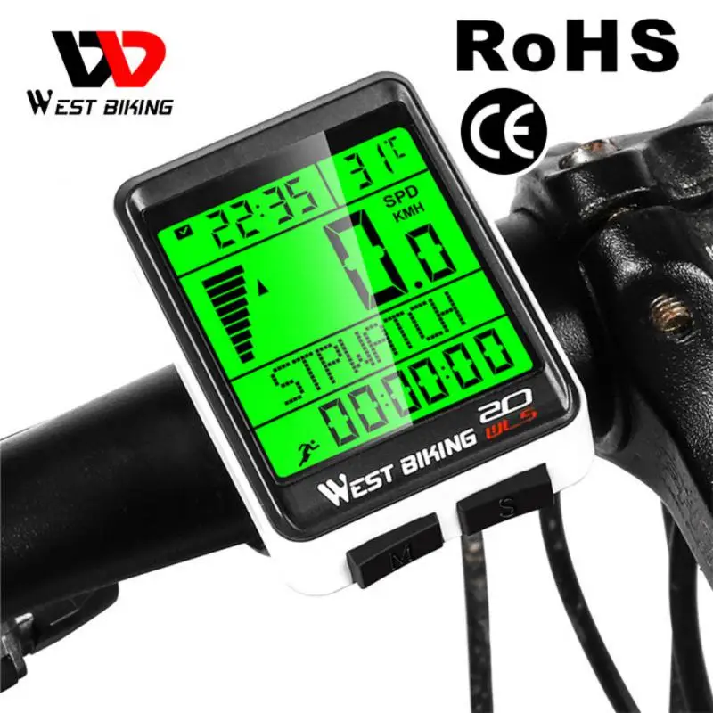 

West Biking Bicycle Computer Wireless Waterproof Cycling Speedometer Code Meter Large Screen Multi-function Interface Odometer