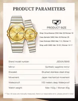 JSDUN Automatic Couple Watches Japan Movement Sapphire Mirror 100M Waterproof Luxury Diamond Gold Watch Lover's Watch Set Gift 6