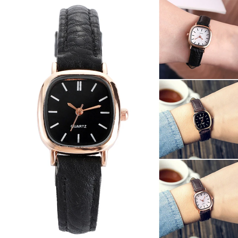 

Female Leather Strap Bracelet Watch Vintage Analog Quartz Wristwatch for Outside Office Business Meeting