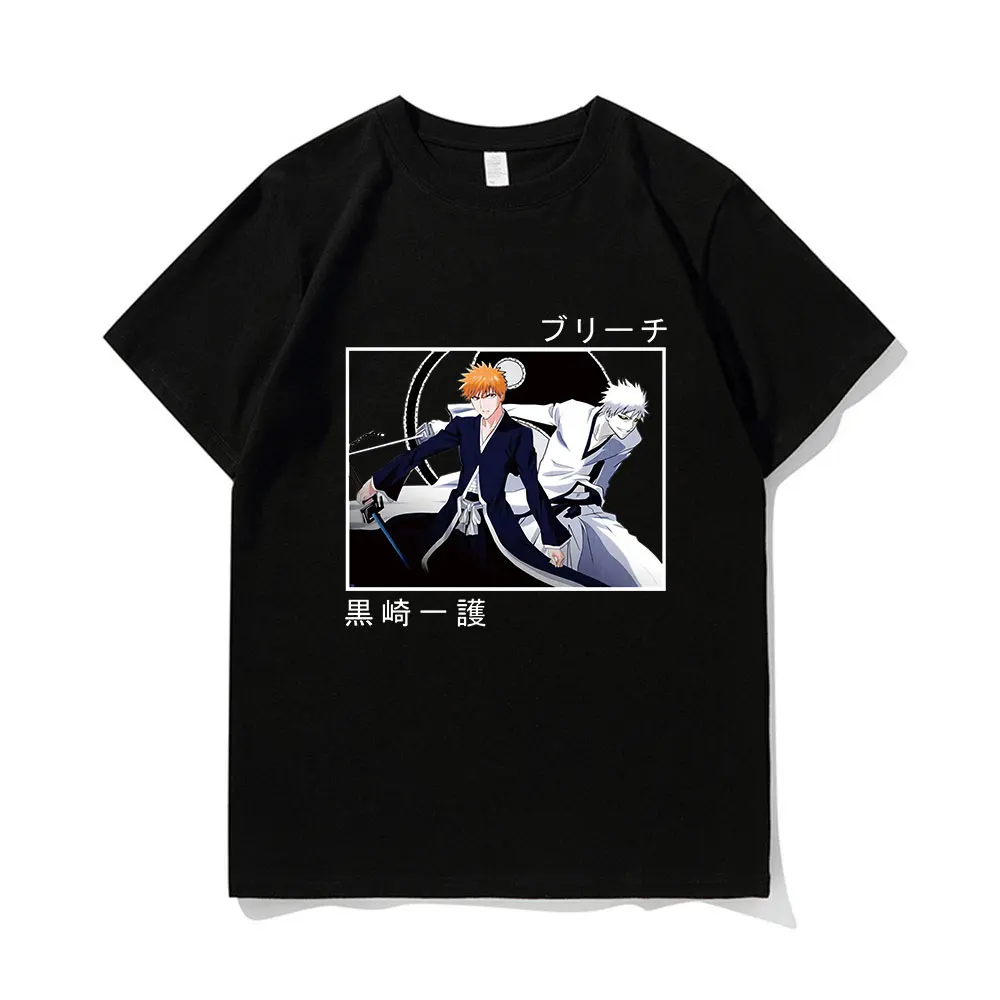 

Japanese Anime Ichigo Kurosaki Printed T-shirt Men's Summer Fashion Loose Short-sleeved Casual Hip-hop Street Harajuku T-shirt