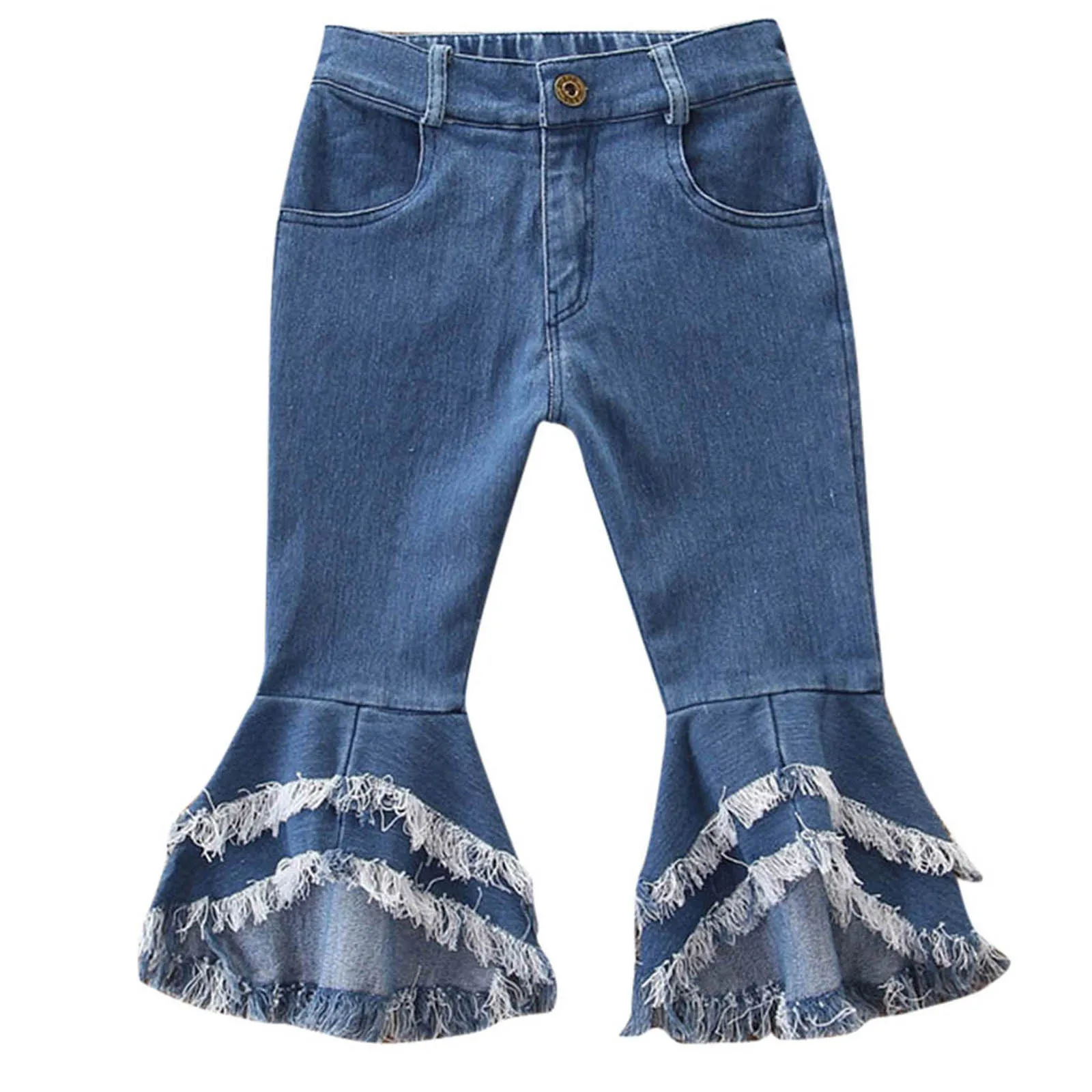 

Denim Clothes Toddler Trousers Kids Children Jeans Girls Flare Baby Pants Tassel Pants Girls Pants leather leggings for kids