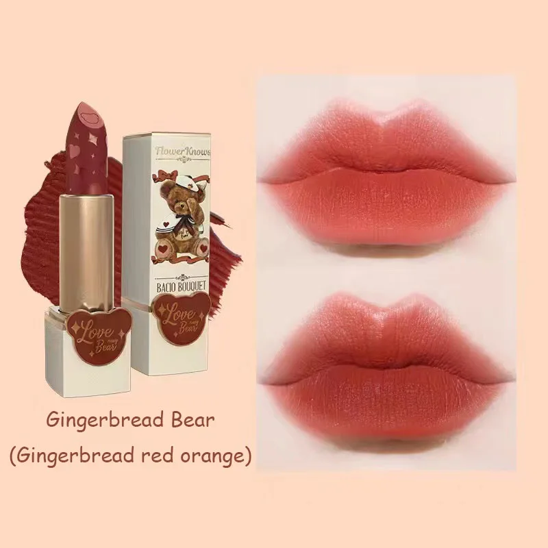 Водостойкая матовая губная помада Flower Knows Love Bear для женщин Косметика макияжа губ