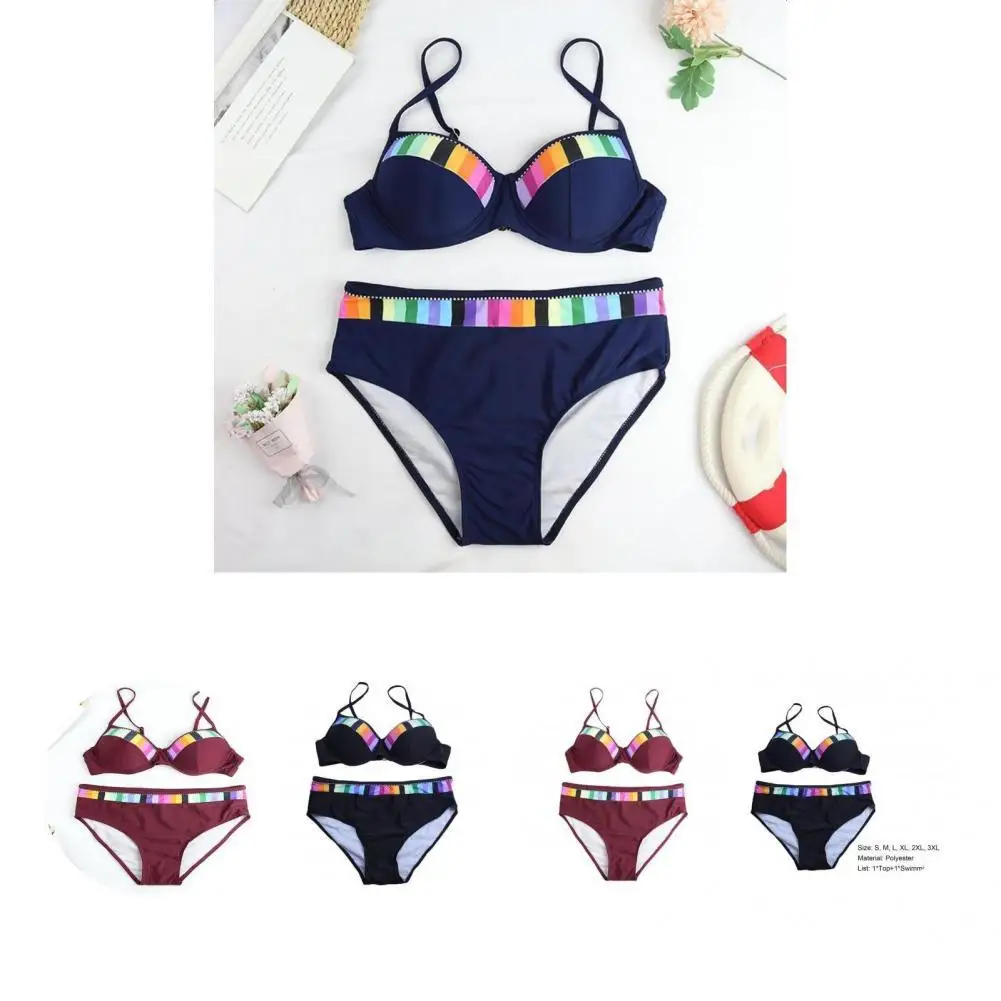 

Женские стильные регулируемые бикини с высокой эластичностью и разрезом, сексуальные женские купальники с открытыми плечами для спа, 2 шт./к...