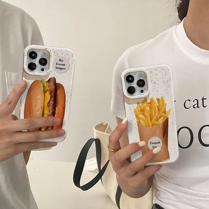 

Funny Hamburg IPhone 14 Wheat Phone Case Apple 12 Phone Case 13 11promax Hamburg 14pro French Fries Xsxr Retro Phone Case