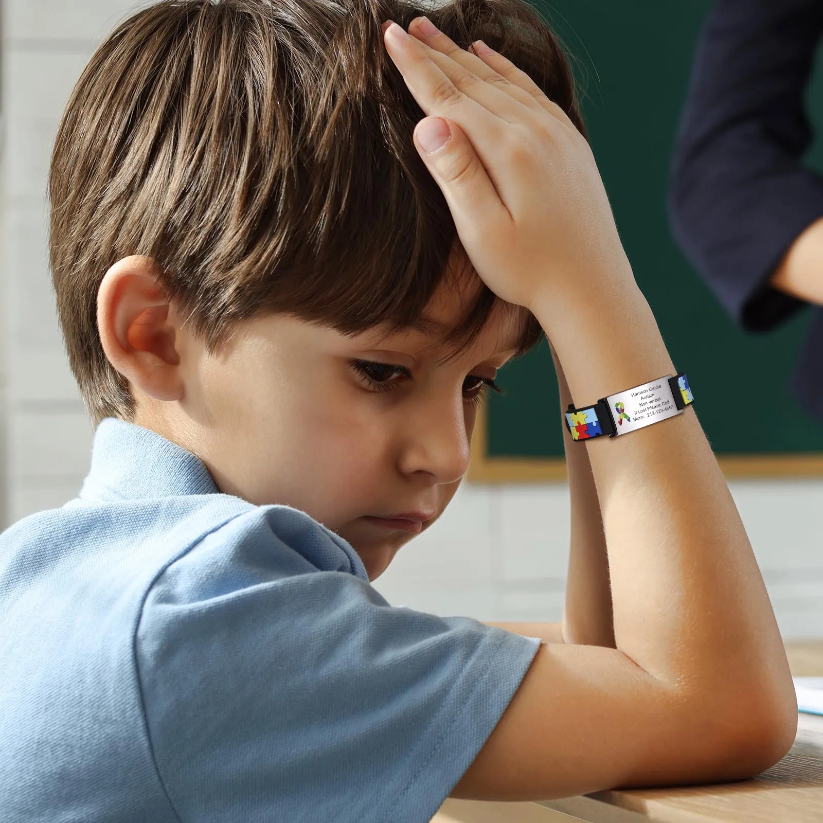 Фото Персонализированный браслет с аутизмом Aspergers для маленьких мальчиков и девочек, регулируемый силиконовый браслет с гравировкой, медицинское оповещение, ID Aif, потерянная бесплатная гравировка №3