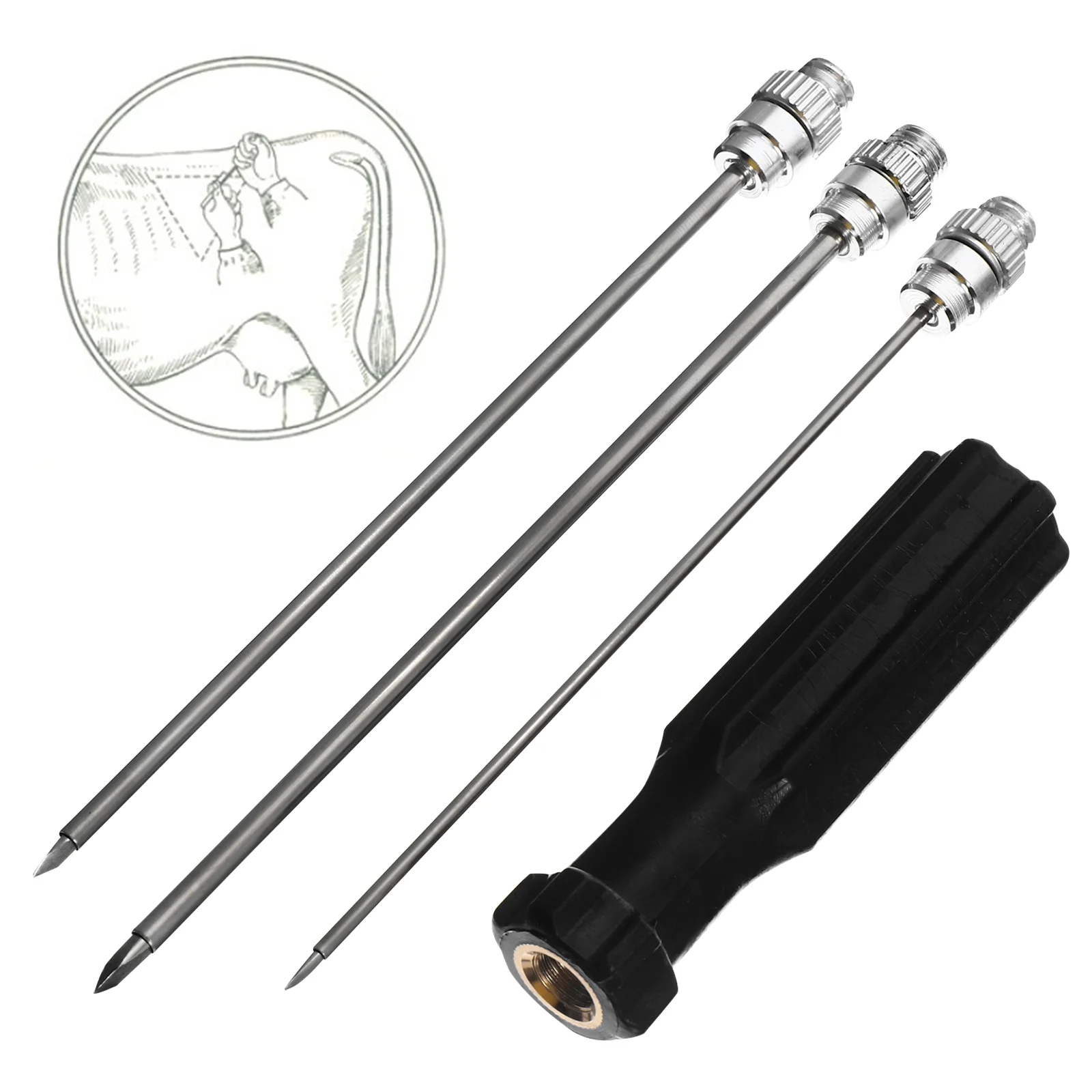 

Bovine Rumen Exhaust Needle Livestock Injector Blunt Tip Lock Sheep Trocar Stomach Deflation Needle Tool Three- Trocar
