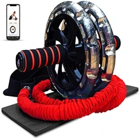 ab machine abdominal muscle exercise roller wheel power training device home gym fitness equipment with resistance bands