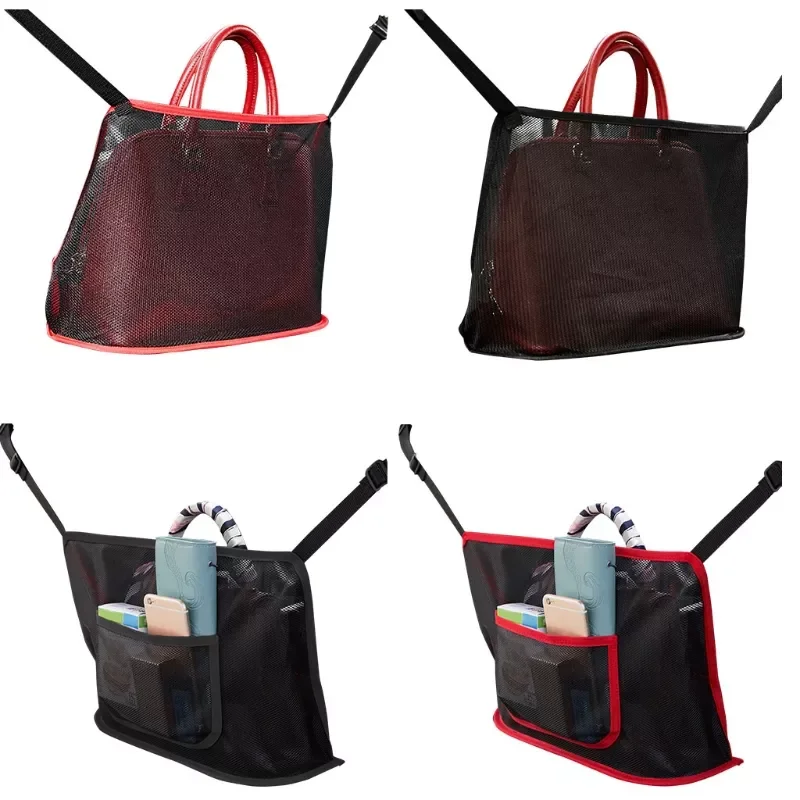 

Car Net Pocket Handbag Holder, Driver Storage Netting Pouch,Car Hooks for Purses and Bags Front Seat
