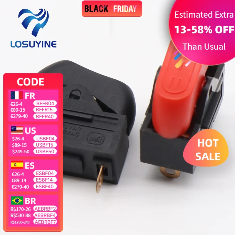 

4 шт. переключатель фена для сушки волос, клавишный переключатель, 3 положения ВКЛ./ВЫКЛ. Выключатель лодки