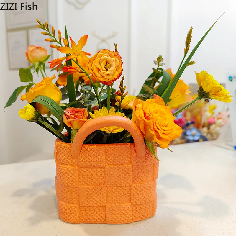 Креативные дамские сумочки вазы керамические крафтовые цветочные горшки