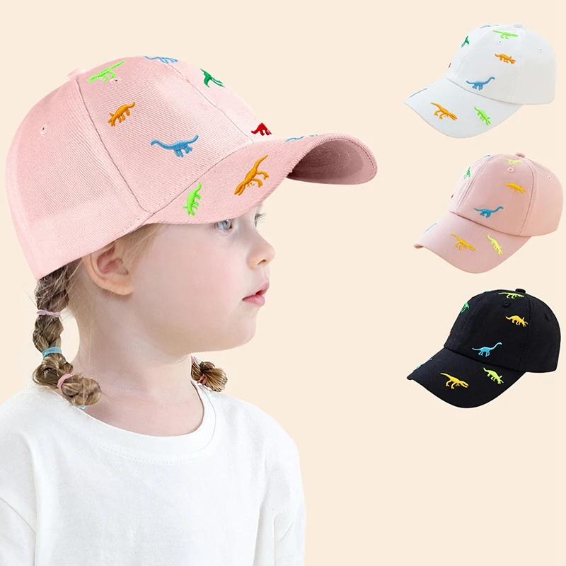 

Korea Children's Hat New Cartoon Dinosaur Embroidered Cap Trend Big Eaves Sun Shading Baby Baseball Caps Casual Kids