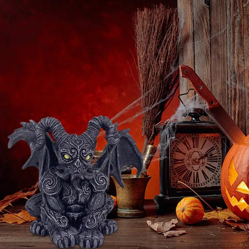 Страшная фигурка дракона сидящие фигурки из смолы готический крип страшная