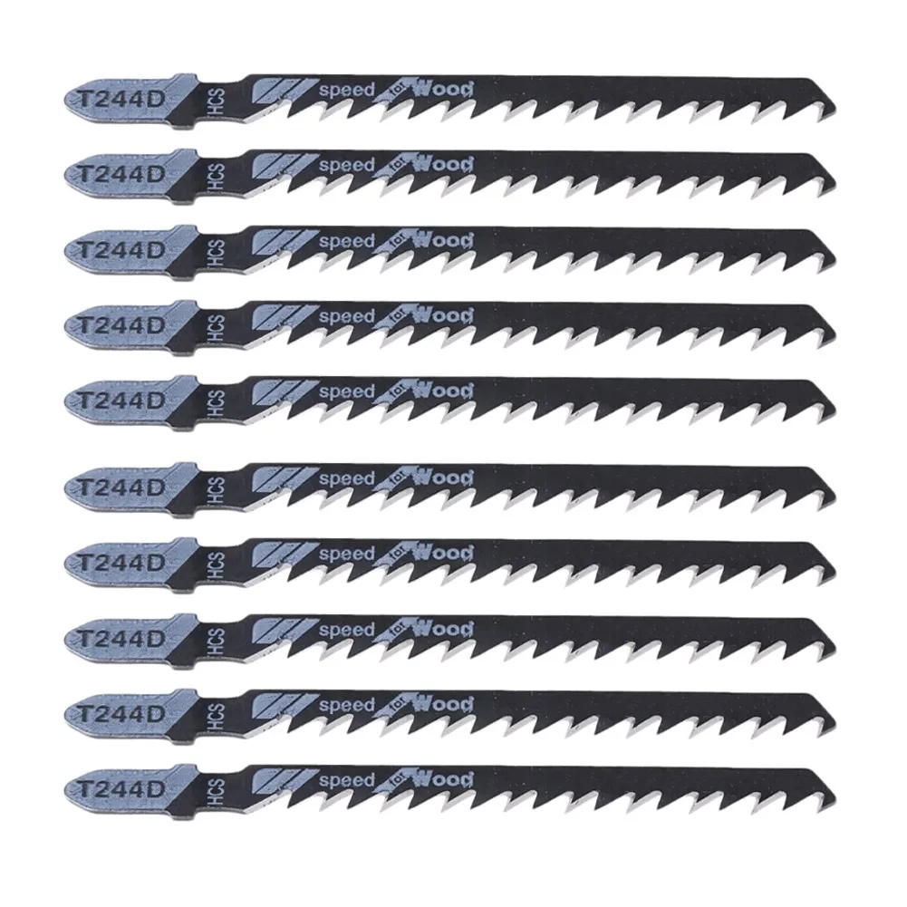

10Pcs HCS Jig Saw Blades Electric Set Metal Wood Assorted Blade T244D For Wood Board Plastic Cutting Power Tool Saw Blade