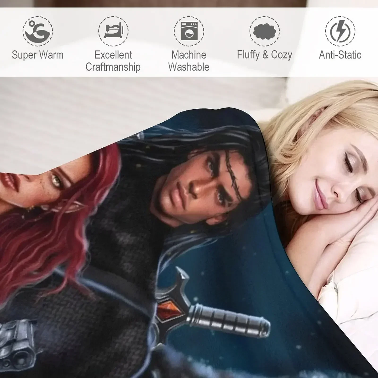 Bryce Quinlan Hunt Athalar и Lehabah из Crescent City Декоративные одеяла Тонкие для диванов Волосые