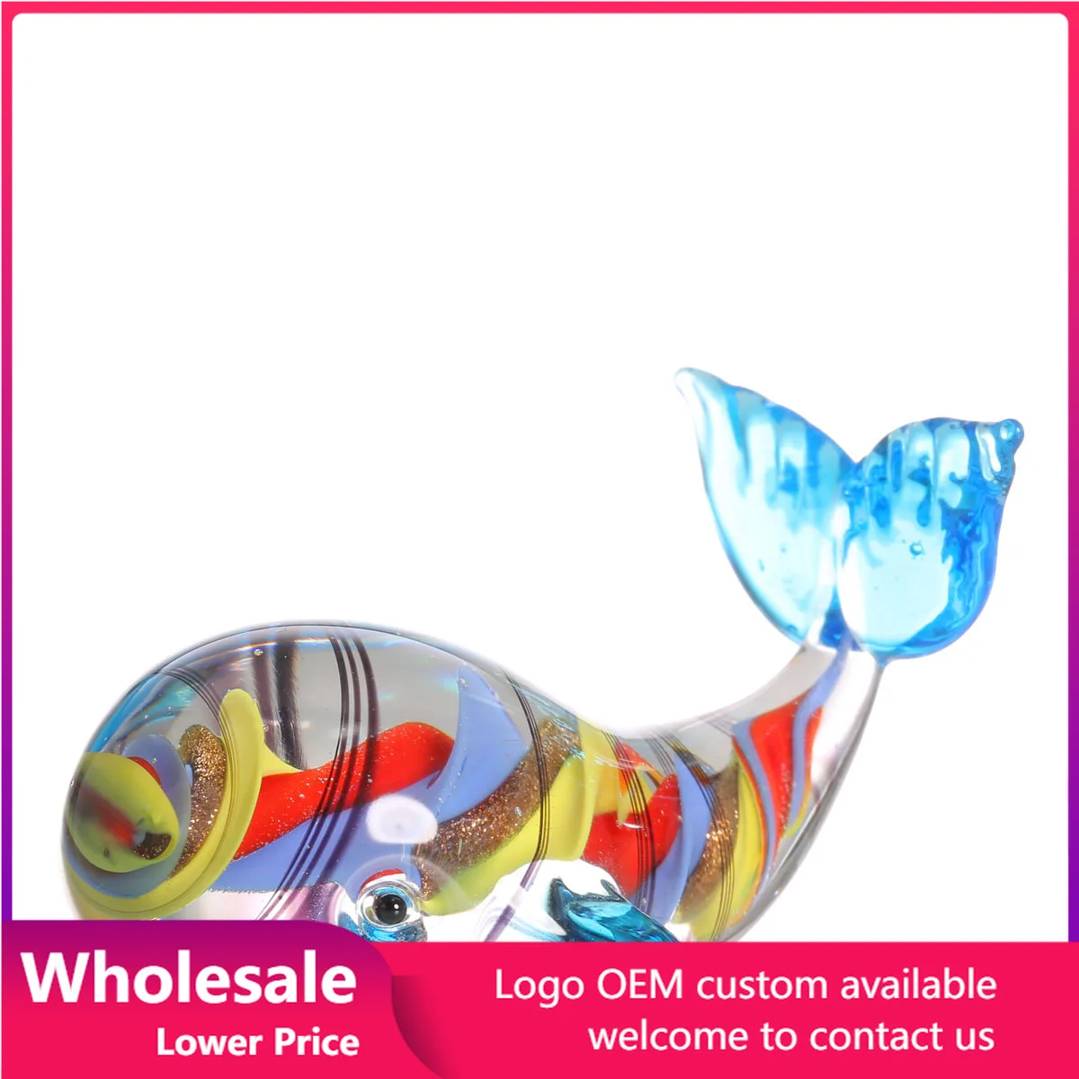 

Colorful Whale Gift Glass Stand Ornament Animal Figurine Handblown Home Decor Multicolor for Office Decoration Crafts