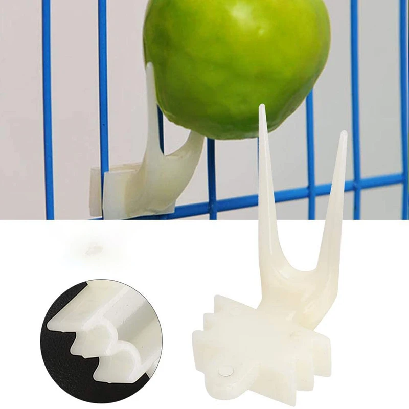 2Pcs Birds Parrots Fruit Fork Pet Supplies Plastic Food Holder Feeding on Cage 2size Parakeet Accessories |