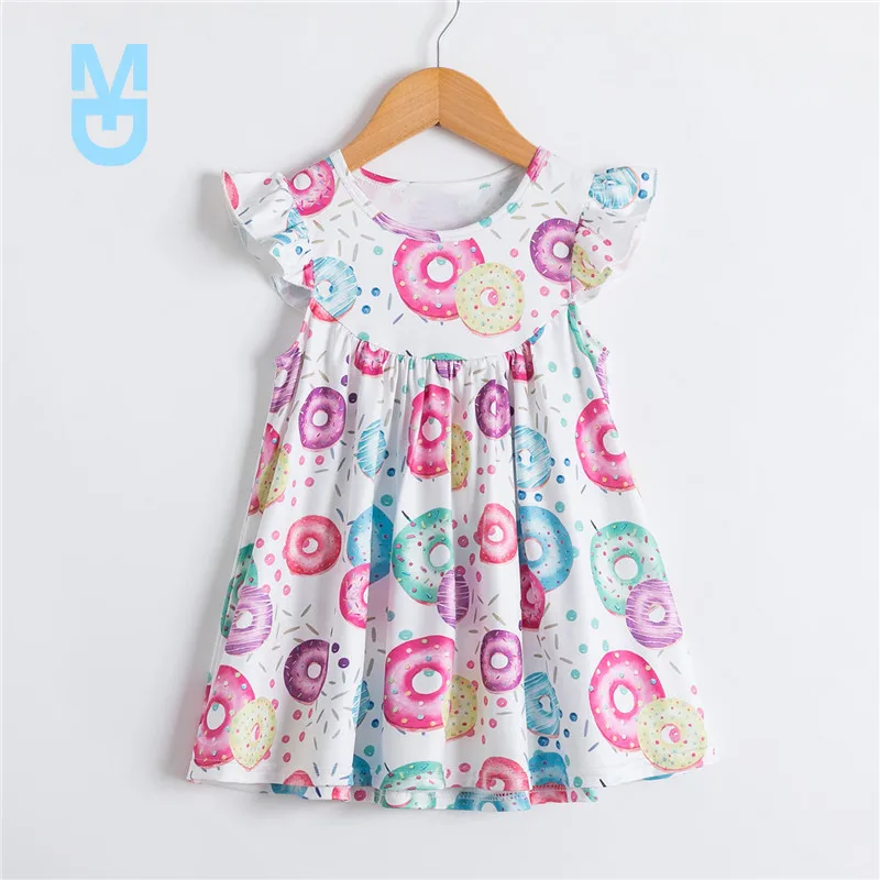

New Baby Girls Summer Dress Flying Short Sleeve Cosplay Party Dress Little Kids Children Cute Pattern Beach Cotton Princess Cost