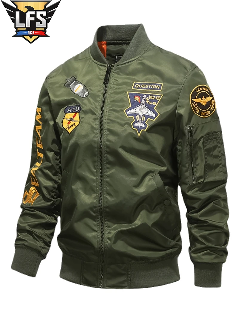 

Куртка мужская с вышивкой, приталенный силуэт, Повседневная ветрозащитная мотоциклетная куртка, разные цвета, одежда для весны и осени