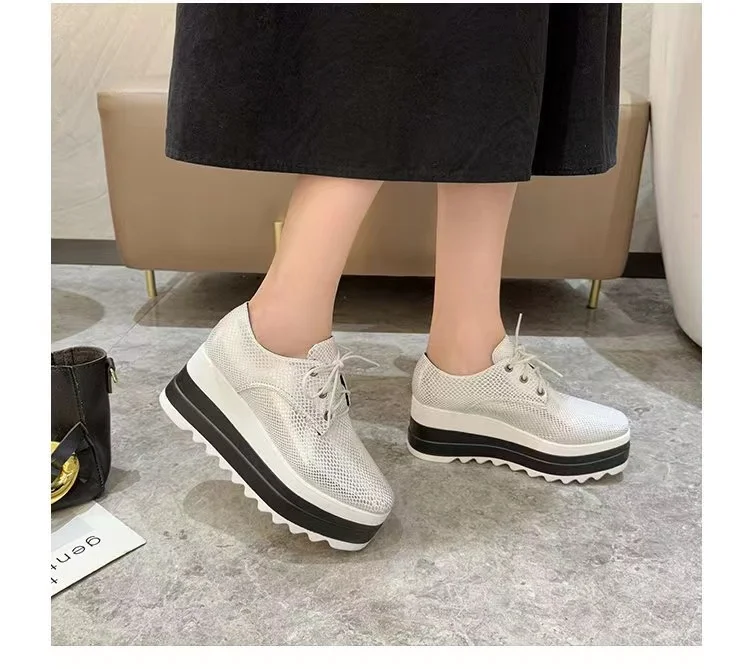 Plus Size Women's Shoes In The Spring And Autumn Of 2023 New European And American Round-headed Shoes With Thick Soles And High
