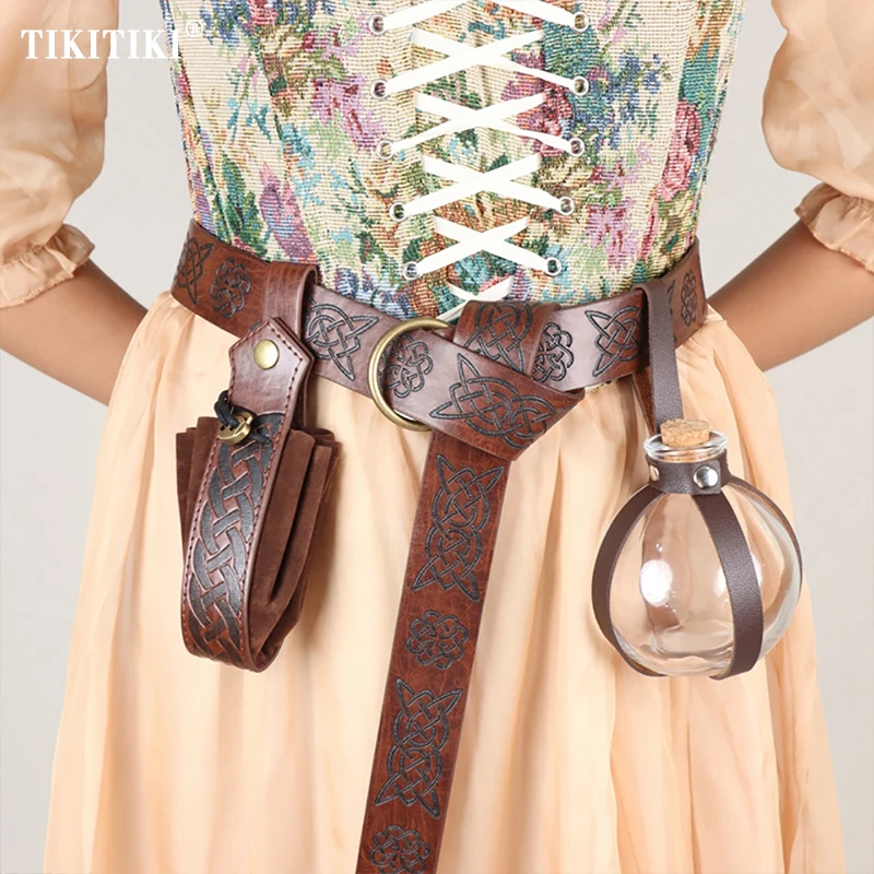 

Vintage Medieval Belt For Women Men PU Leather Pouch Renaissance Knight Ring Buckles Belt Waist Bag Cosplay Costume Accessory
