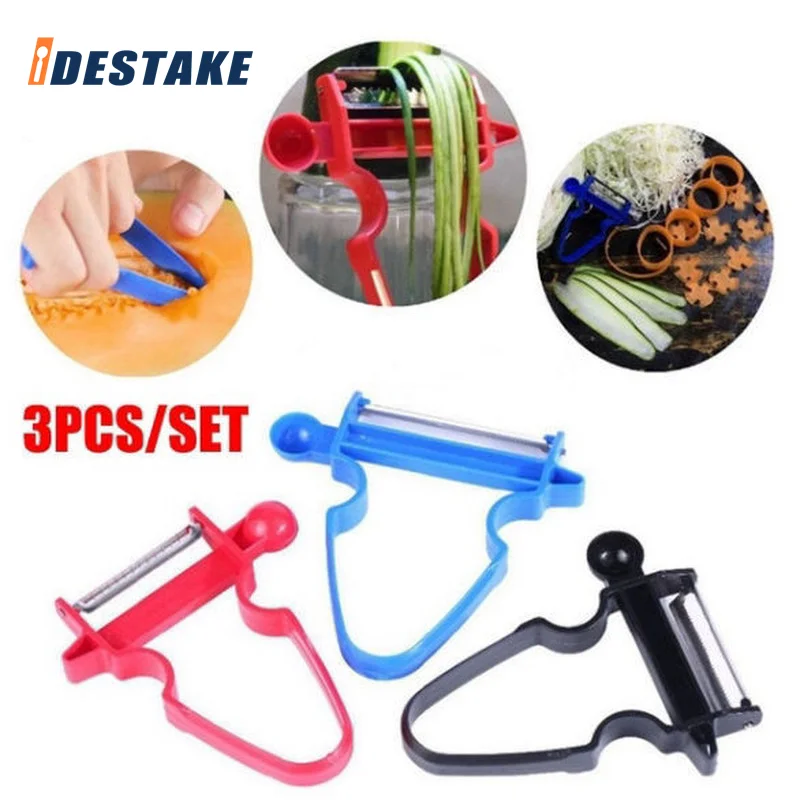 

3pcs Slicer Chopper Peeler Adjustable Cutter Multi Peeling Stainless Steel Grinder Kitchen Tools Magic Peeler Kitchen Gadgets
