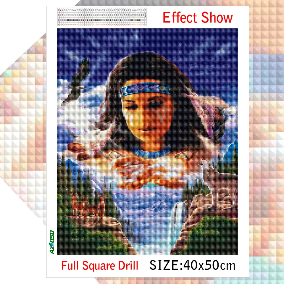 AZQSD Алмазная картина вышивка крестиком полная паста портрет индийской женщины и