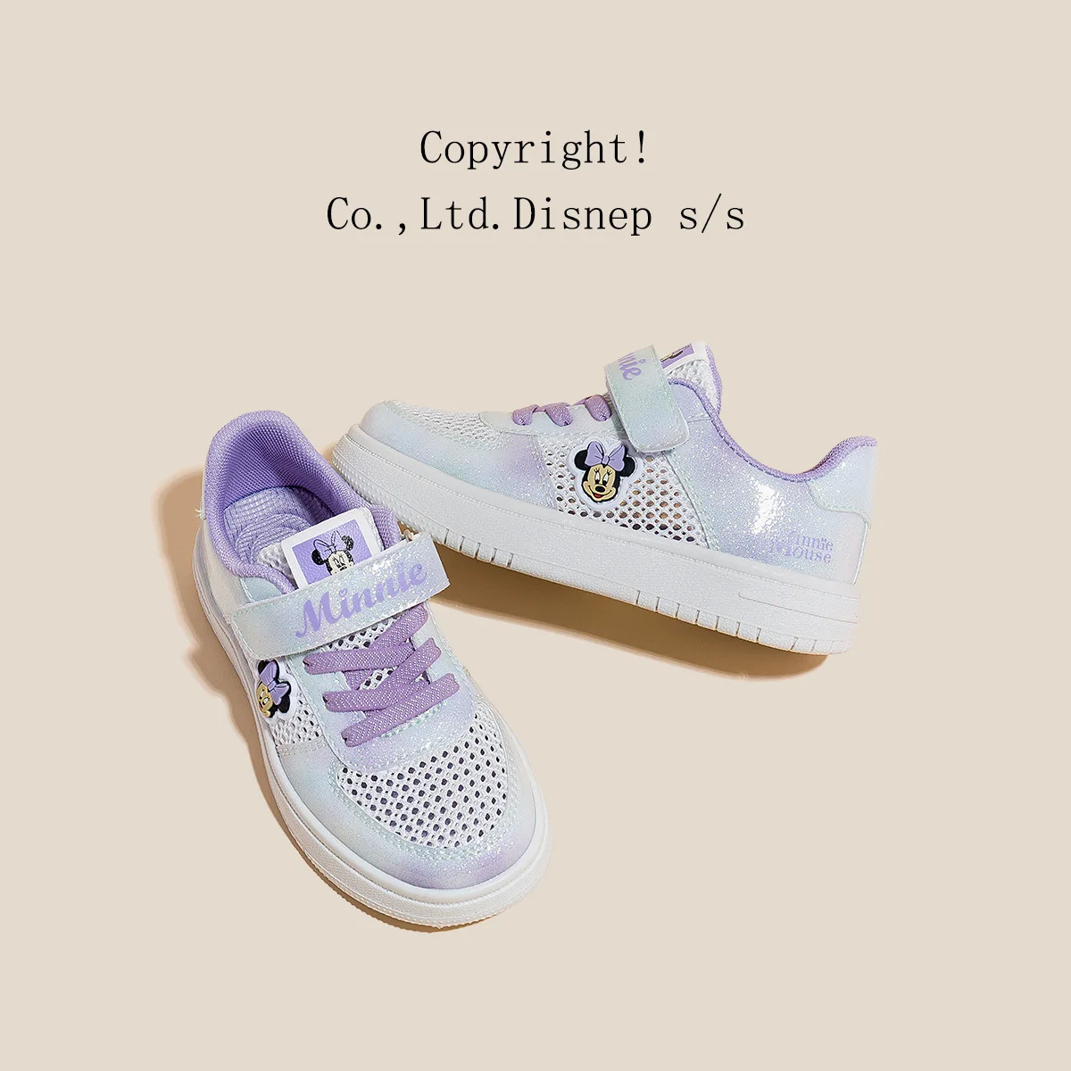 

Disney Casual Shoes Children Summer Sneaker Sport Running Mesh Purple Pink Minnie Mouse Fashion non-slip Shoes Size 26-37