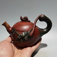 6 chinese yixing zisha pottery snails melon shape teapot purple clay pot kettle red mud ornaments gather fortune town house