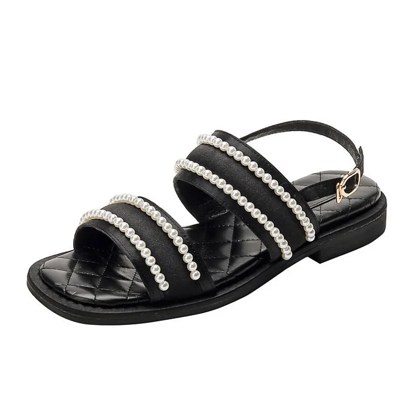 

Сандалии женские летние с бусинами, удобные босоножки на шнурках, повседневная обувь, французский стиль, Размеры 35 ~ 40