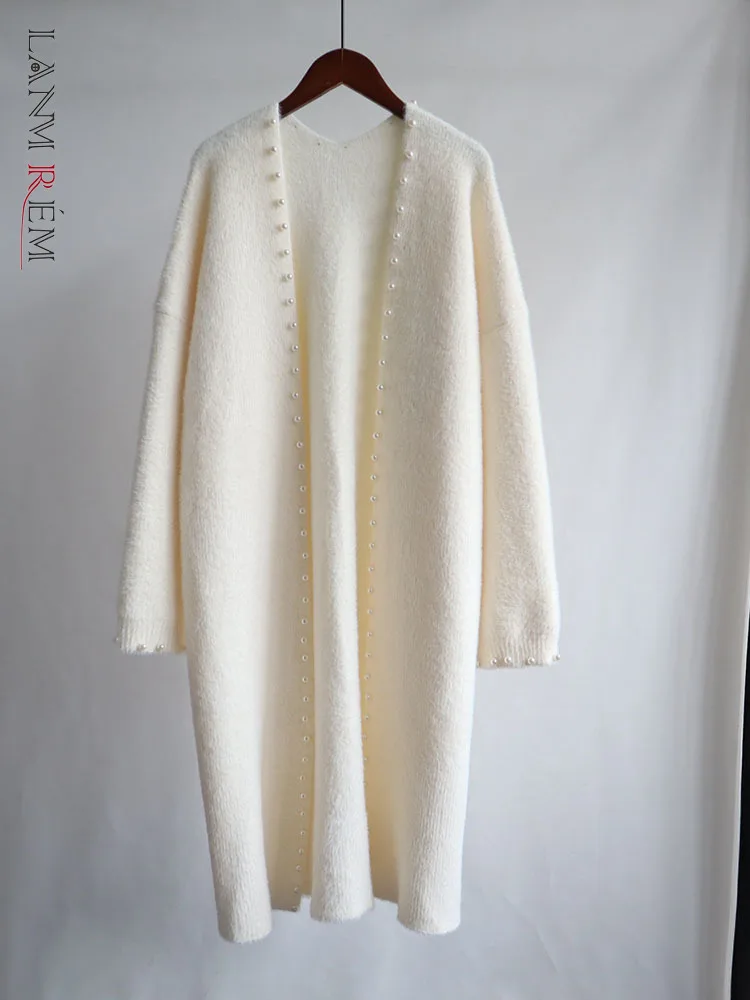 

Женский вязаный кардиган LANMREM, осенне-зимний Свободный длинный кардиган из искусственного меха норки в Корейском стиле, 2R4567