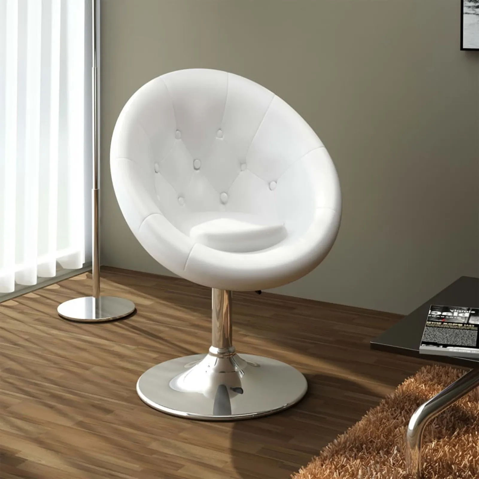 

Bar Stool White Faux Leather